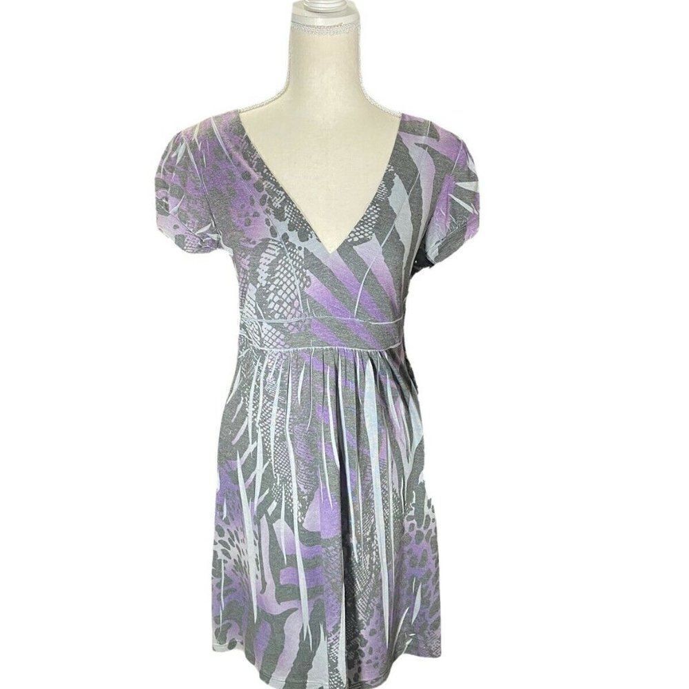Fleurish V Neck Tie Back Multicolor Dress Size Lg